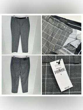 Banana Republic NWT Ryan Curvy Fit Pants Womens Size 8 Gray Plaid Career $80